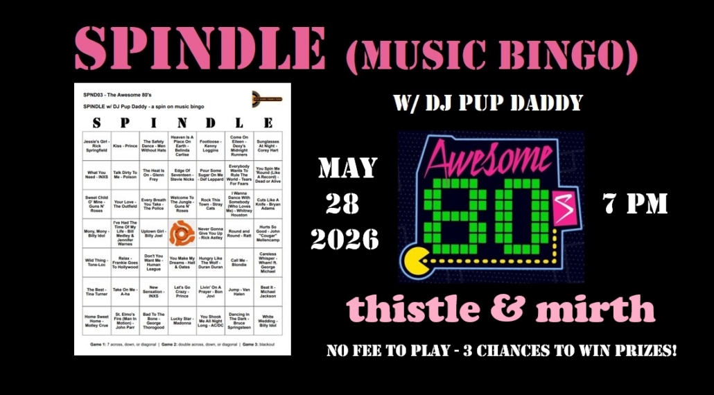 Spindle Awesome 80s Music Bingo!